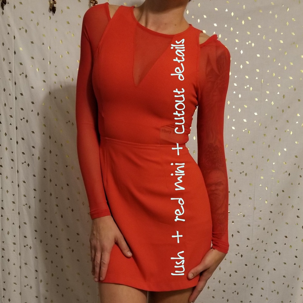 LUSH ❤ Red Dress + Cutouts + Long Sleeve + Mini! ❤
